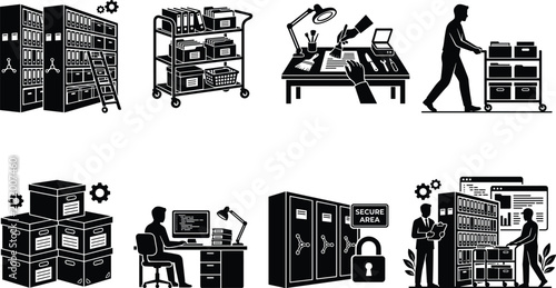 Dog Park Facilities and Outdoor Recreation Silhouette Collection Vector Illustration Set.eps