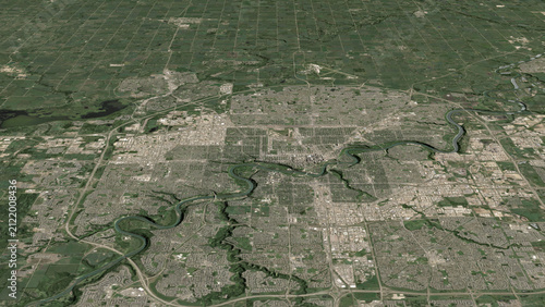 Oblique aerial 3D illustration of Edmonton, Canada