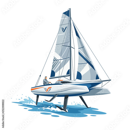 фотографія Hydrofoil Sailboat Racing on Water