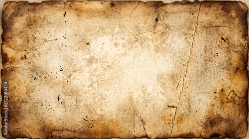 Old vintage paper background with rough edges and grunge texture, antique parchment paper with stains and creases for creative design projects
