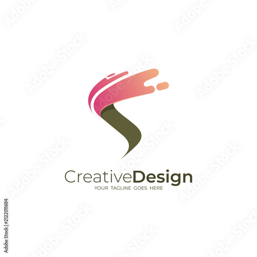 Letter S logo with water swoosh design combination, business logos