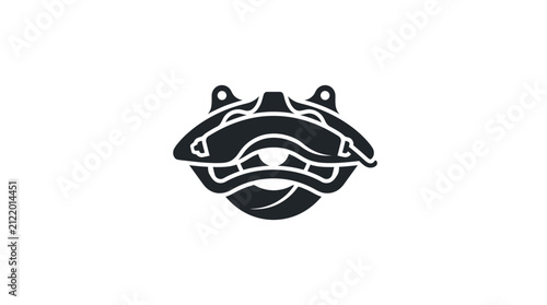 Obraz na plátne Black and white frog face closeup.