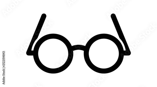 Vector illustration of simple black icon of round glasses on a transparent background
