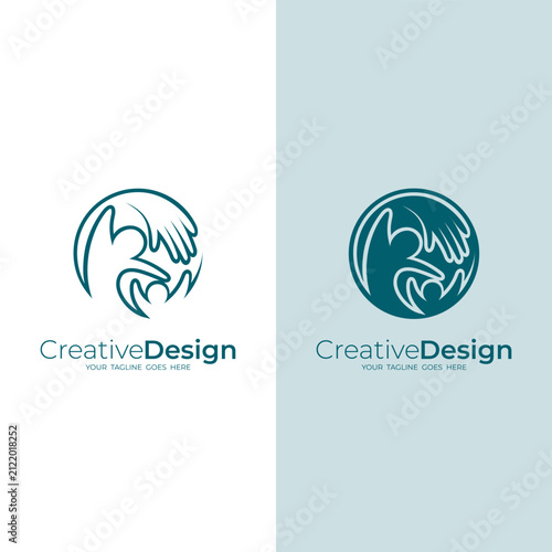 Charity logo with people care design combination, hand and people logo social