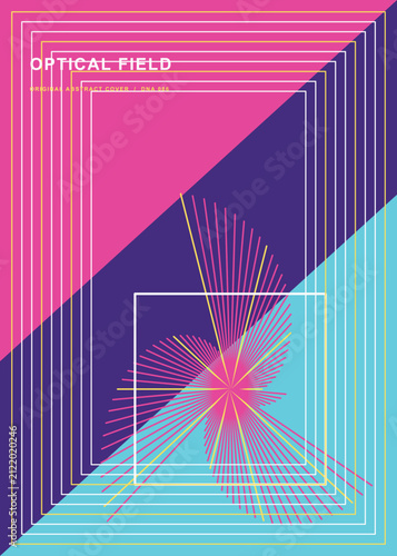 Abstract geometric poster design with vibrant lines and color blocks
