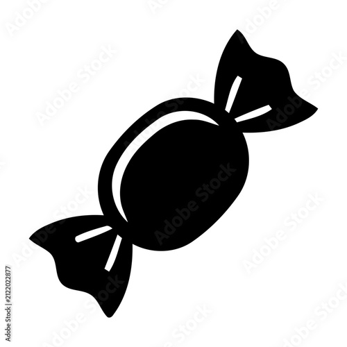 Foto Black and white candy icon representing a sweet treat wrapped in paper for food