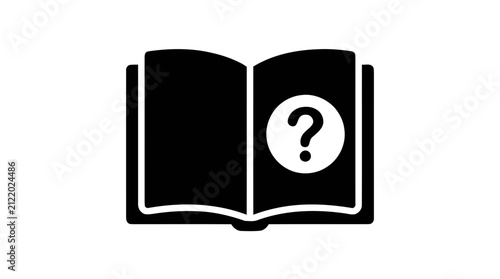 Vector illustration of open book icon with a question mark symbol on a transparent background