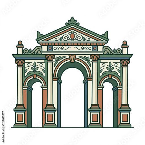 Принти на полотні Ornate Classical Archway with Decorative Columns and Pediment.