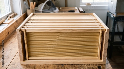Empty Beehive Frames Before Bees Arrive | Symmetrical Wooden Geometry for Sustainable Beekeeping