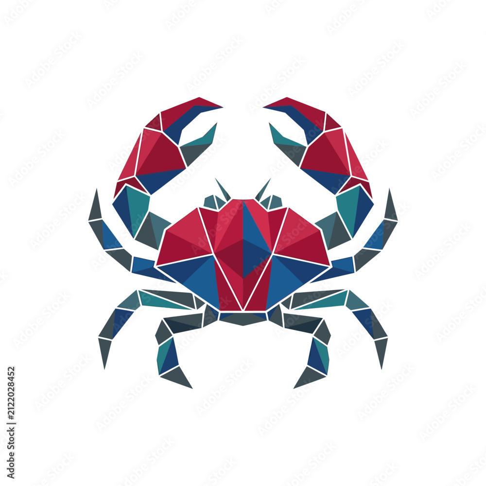 Fototapeta premium Geometric Low Poly Crab Illustration