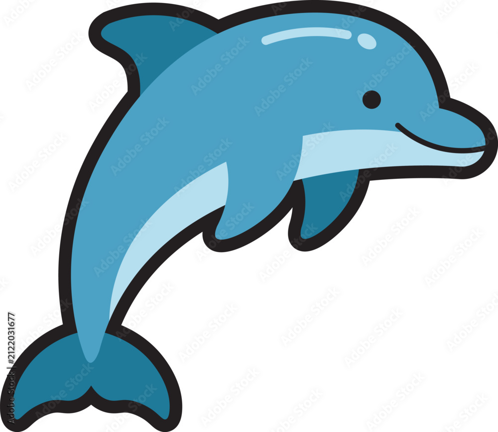 Naklejka premium Cute Dolphin Cartoon Vector Icon