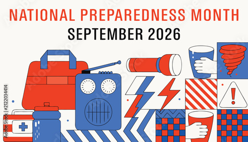 Fotografie National preparedness month september 2026 emergency supplies illustration