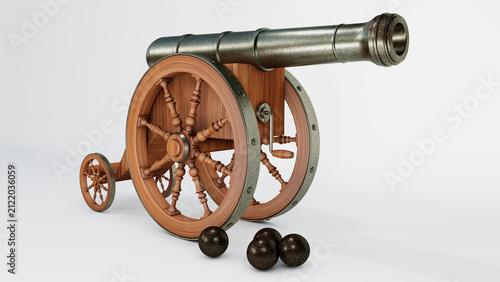 фотографія old cannon on white background