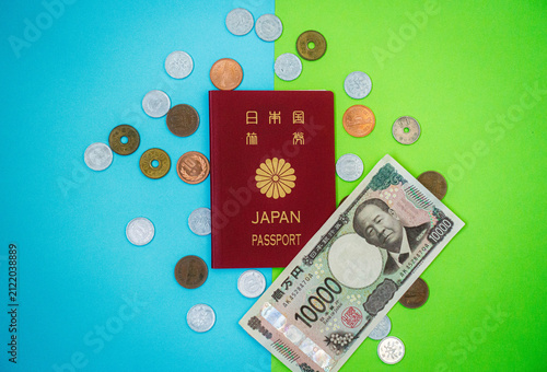Obraz w ramie 日本のパスポートと日本円