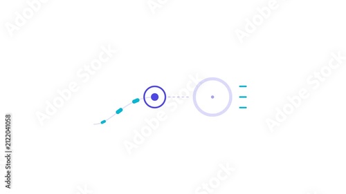 Abstract animated graphic with circles and lines.