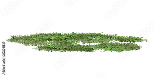 Isolated patch of 3d green grass, showing a natural texture and lush growth, perfect for landscape design or environmental concepts