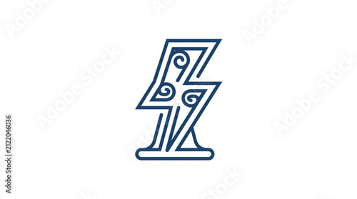 Stylized Lightning Bolt Icon with Swirls and Base.