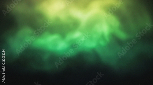 Cuadro en lienzo Grainy Green Gradient Background with Aurora Fog Motion and Lime Light Glow for