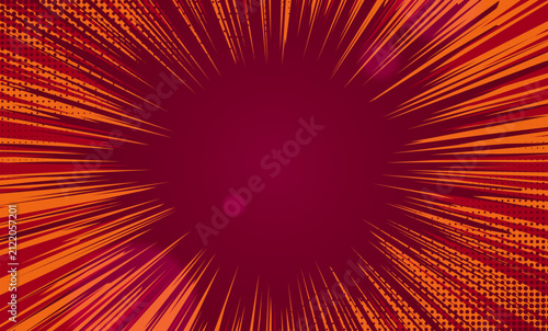 Red and orange comic book speed lines explosion background