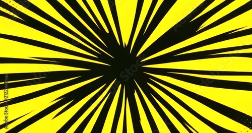 Vibrant Yellow and Black Comic Book Style Explosion Burst Background Animation.