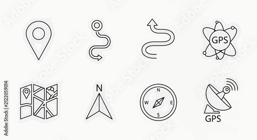 Navigation icons for travel and direction.