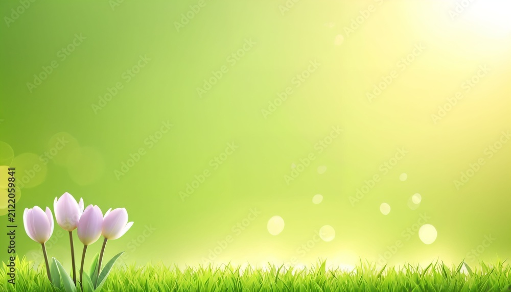 Fototapeta premium Minimal spring flowers with glowing bokeh
