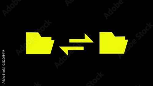 Folder Line icon animation showing bidirectional file synchronization between two folders. Perfect for data exchange themes 4k animation