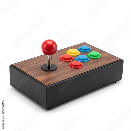 Retro Arcade Joystick Isolated on White Background