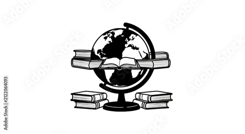 Bild auf Leinwand Globe with books education symbol.