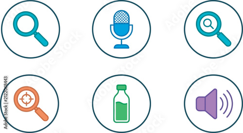 Set of colorful flat design icons for digital media and communication