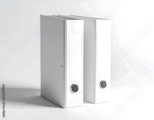White office binders on a clean surface.