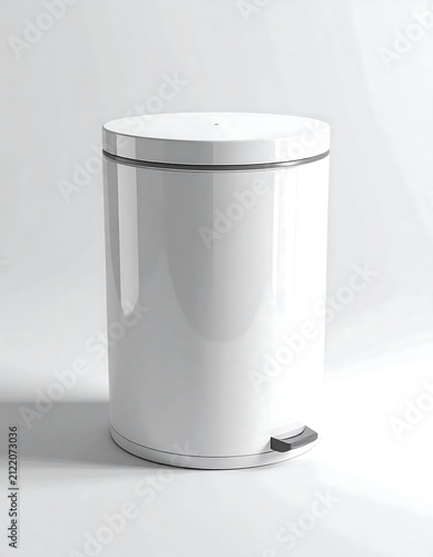 White Pedal Bin with Lid and Metal Foot Pedal.
