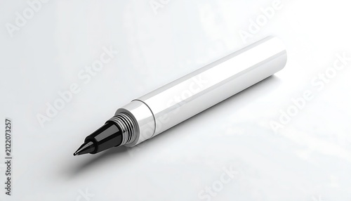 White pen with black tip on plain background.