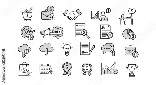 Collection of various office and productivity icons.