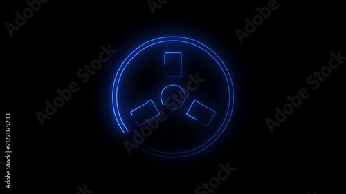 Blue Glowing Neon Radiation Hazard Symbol Animated Icon Motion Graphics Stock Overlay Isolated Black Background Nuclear Danger Caution.