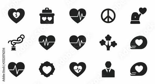Fotografie Collection of minimalist icons representing various activities and objects