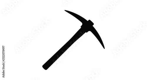 Cuadro en lienzo Pickaxe tool in black silhouette against a white background silhouette
