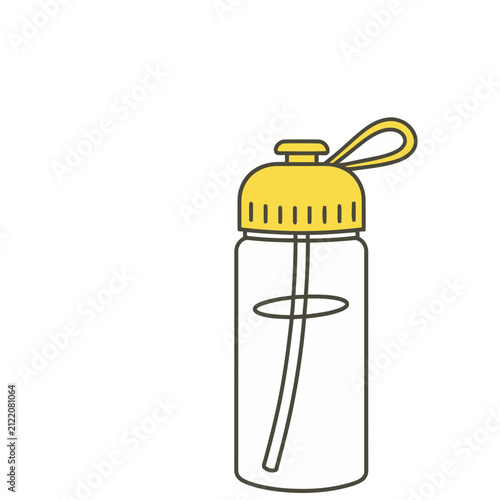 Yellow lid water bottle with straw