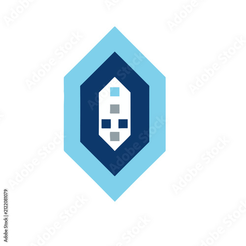 Abstract geometric logo with blue and gray colors
