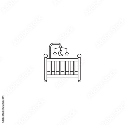 Baby Crib Line Art Illustration