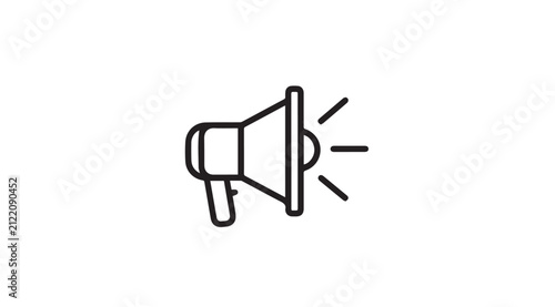 Megaphone Icon Sound Waves Announcement Symbol Communication Line Art
