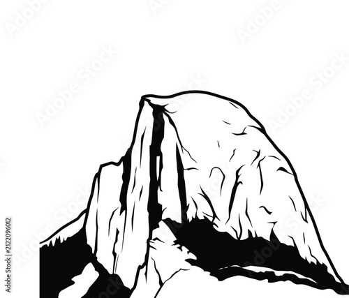 Yosemite Half Dome Mountain Landscape Vector Illustration Silhouette