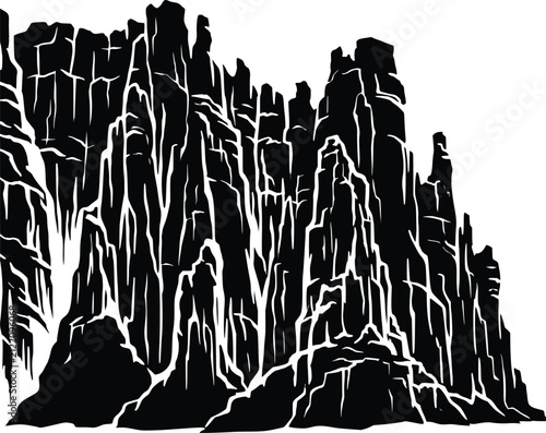 Rocky Mountain Cliffs and Crags Silhouette Vector Illustration