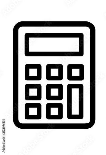 Black outline calculator icon with keypad transparent background