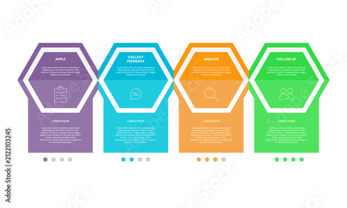 Infographic process diagram with four steps for business workflow chart