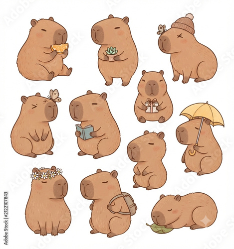 Capybara Character Bundle with Different Poses