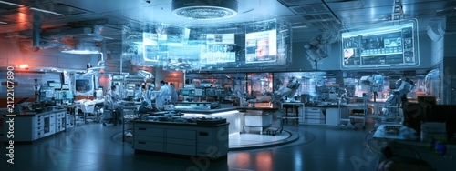 Advanced Emergency Medical Coordination Room with High-Tech Equipment and Ambulatory Support Systems