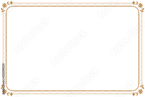 Elegant Gold Floral Frame with Corner Flower Elements. Design print for greeting cards, wedding invitations, restaurant menu, royal certificates. 3