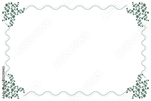 Elegant Green Floral Frame with Corner Flower Elements. Design print for greeting cards, wedding invitations, restaurant menu, royal certificates. 13