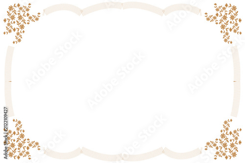 Elegant Gold Floral Frame with Corner Flower Elements. Design print for greeting cards, wedding invitations, restaurant menu, royal certificates. 14